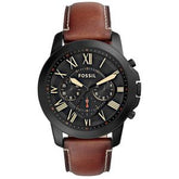 Fossil Men’s Quartz Brown Leather Strap Black Dial 44mm Watch FS5241